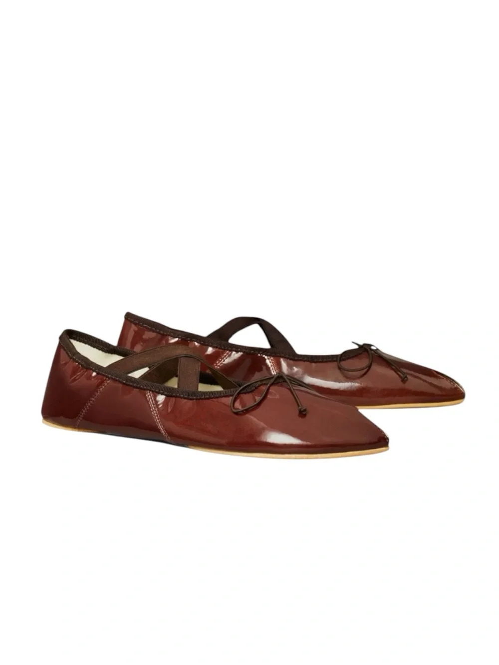 TORY BURCH SUBLIME PEEP TOE MARY JANE BALLET FLATS RUSSET BROWN SIZE 9.5 W/BOX
